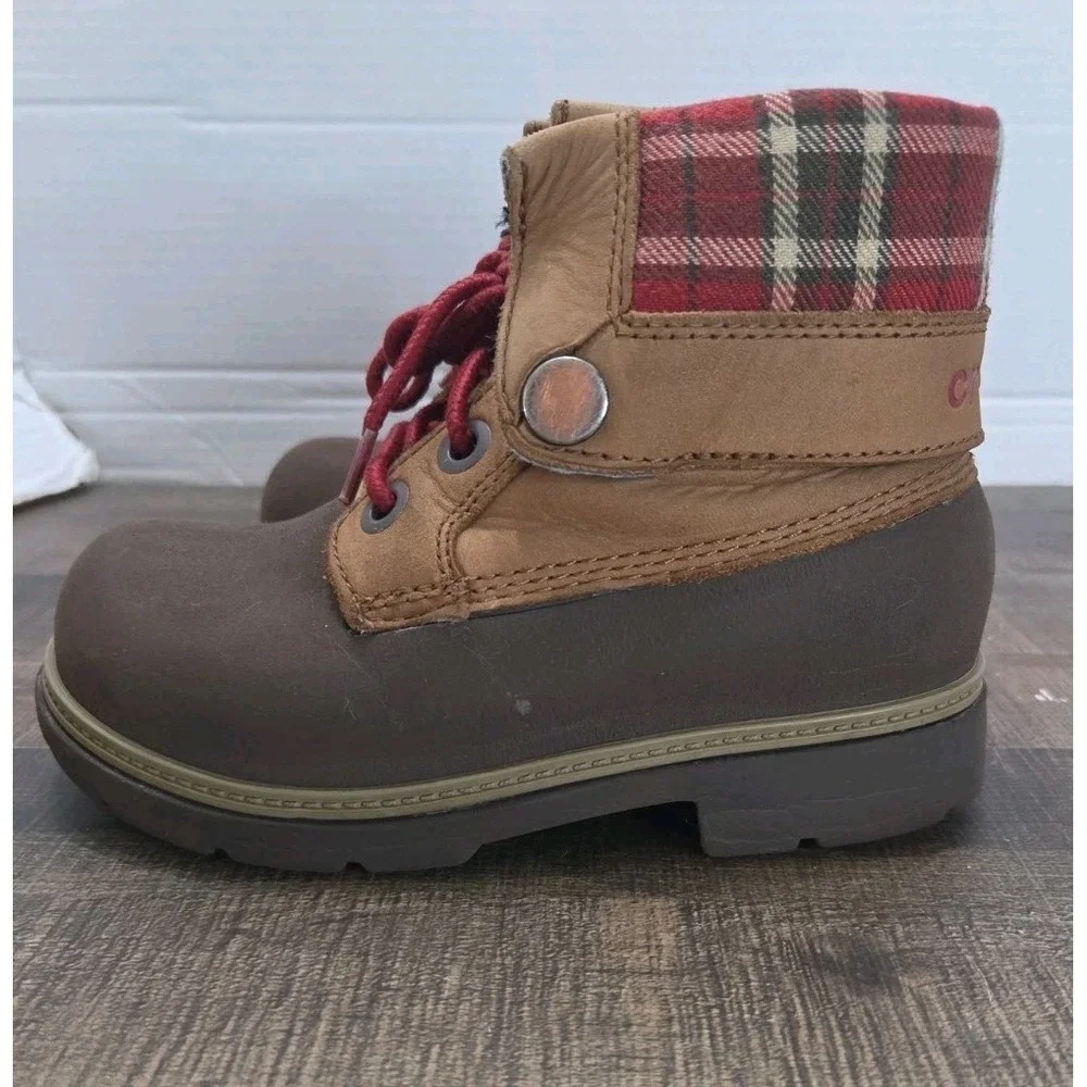 Crocs‎ 11443 Cobbler Plaid Lined Foldover Lace Up Ankle Boots Child 12